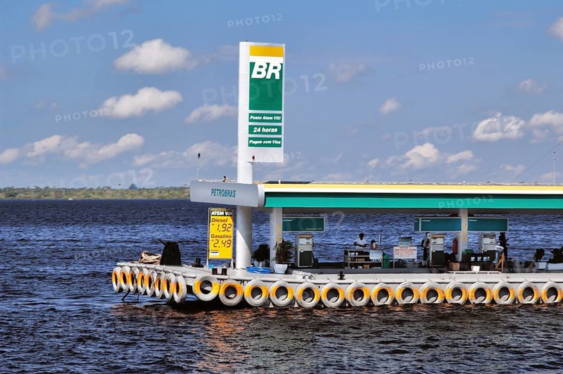 Floating gas station, Manaus Port, Manaus, Amazonas, Brazil