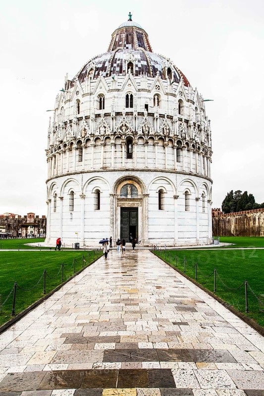 Baptistery at Piazza dei Miracoli, or Piazza del Duomo (Cathedral Square). Pisa, Province of Pisa, Italy. 17.12.2012