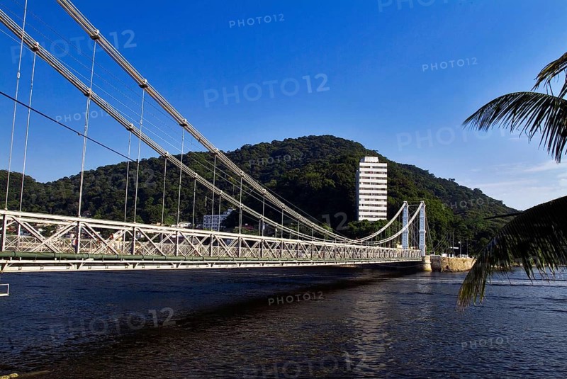 Ponte Pênsil among São Vicente and Praia Grande, Santos, Praia Grande, São Paulo, Brazil