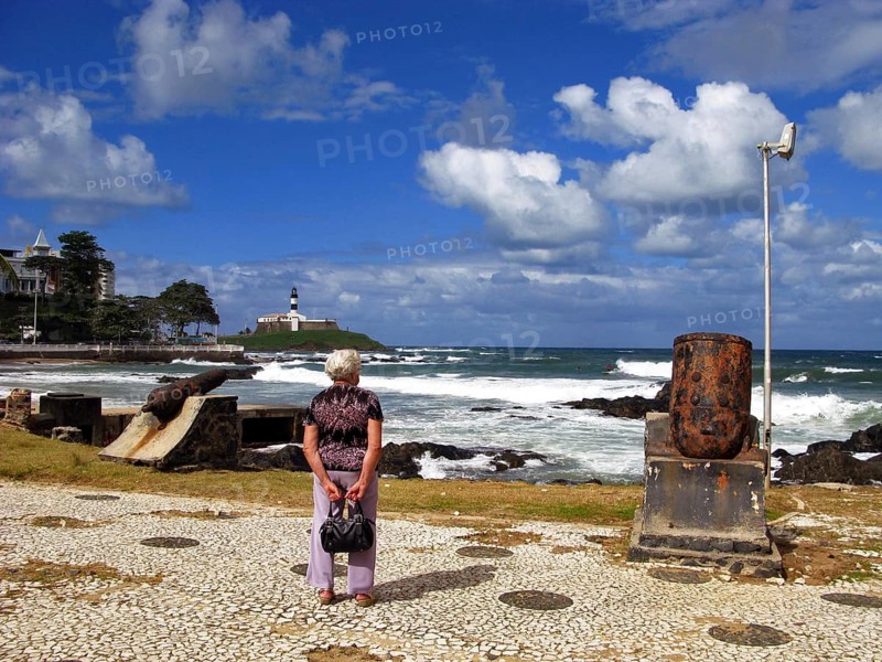 Fort of Barra Lighthouse, Farol da Barra Beach, Salvador, Bahia, Brazil