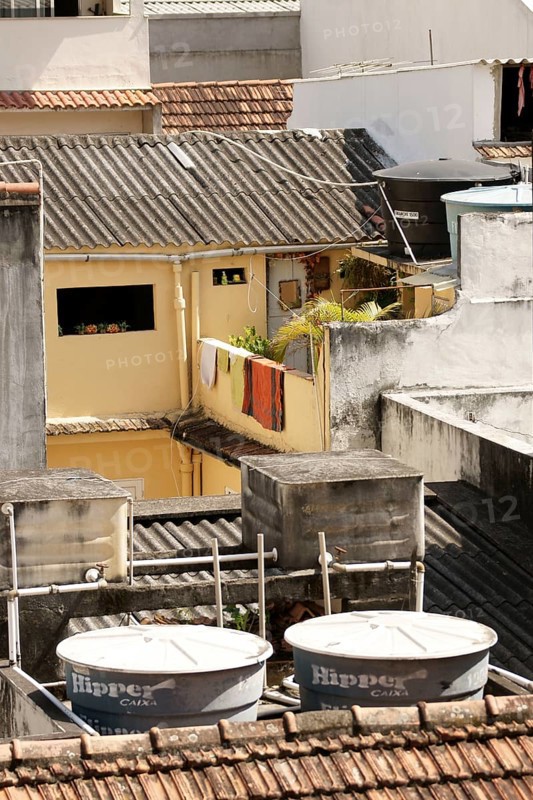 Slum, Boxes of water, Rio de Janeiro, Brazil