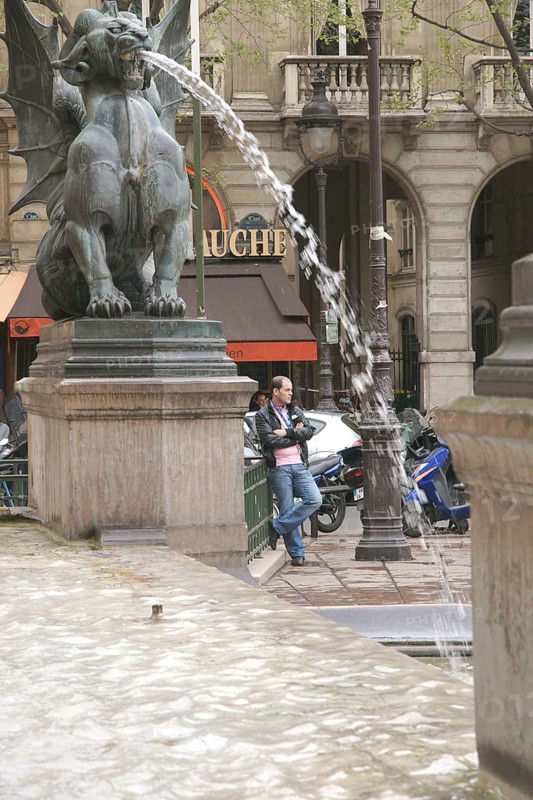 Sculpture, Fountain, Place Saint-Michel, 6ème arrondissement, (75006), Paris, France