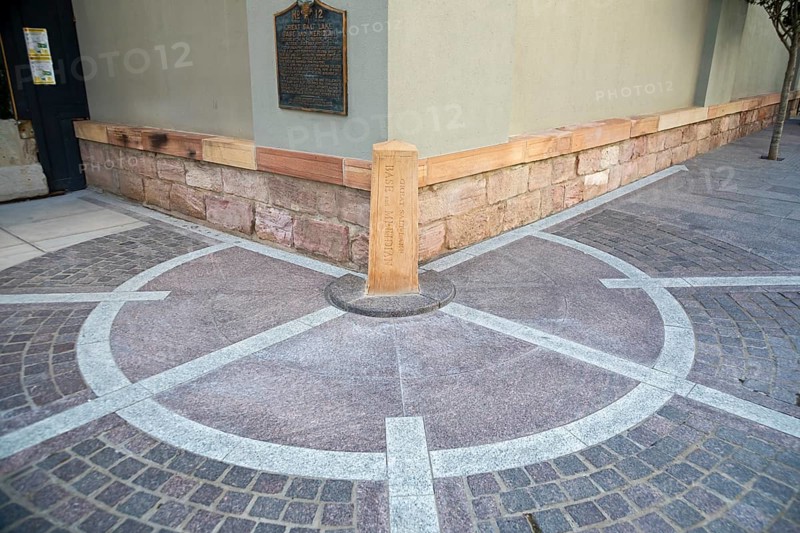 Salt Lake City, Utah - The Salt Lake Meridian Initial Point at Temple Square in downtown Salt Lake City, selected by Brigham Young in 1847. Most of Utah was surveyed starting from this point