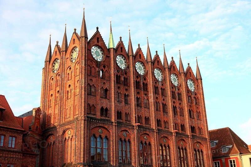 Town hall in the urban area of Altstadt, Stralsund, Hanseatic City of Stralsund, Vorpommern-Rügen district, Mecklenburg-Western Pomerania, Germany