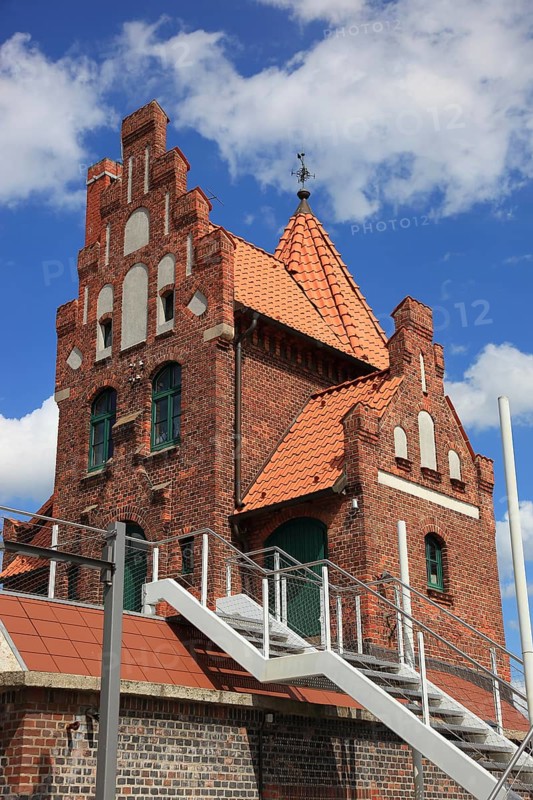 Pilot house, a heritage-protected building in the city's harbor, Stralsund, Vorpommern-Rügen district, Mecklenburg-Western Pomerania, Germany