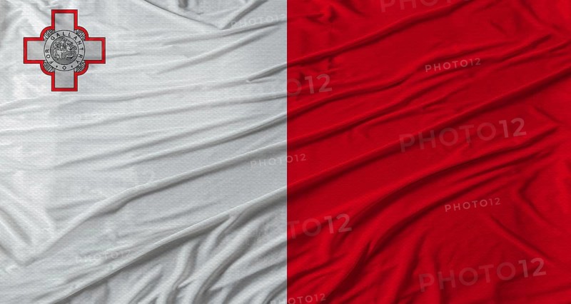 Maltese flag waving. Flag of Malta with cloth texture