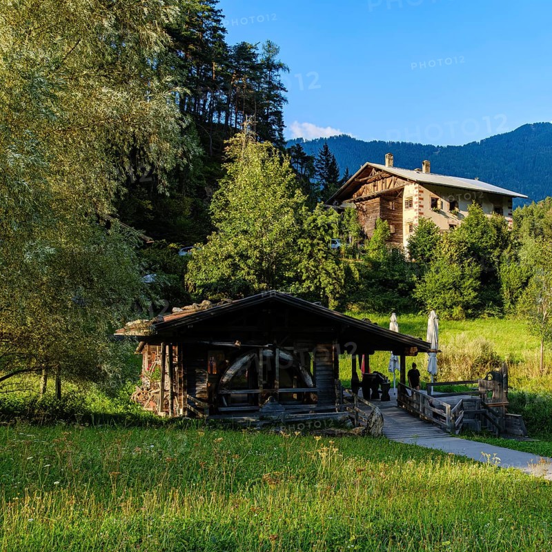 Replica of a historic mill in Piburg near Lake Piburg in Oetz im Ötztal, Tyrol, Austria