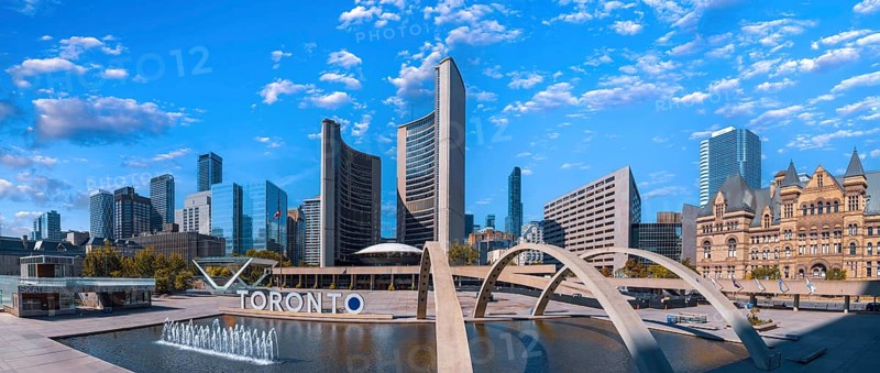 Scenic Toronto financial district skyline in the city downtown