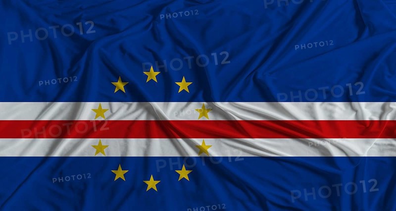 Cape Verdean flag with fabric texture background. National flag of Cape Verde with cloth texture