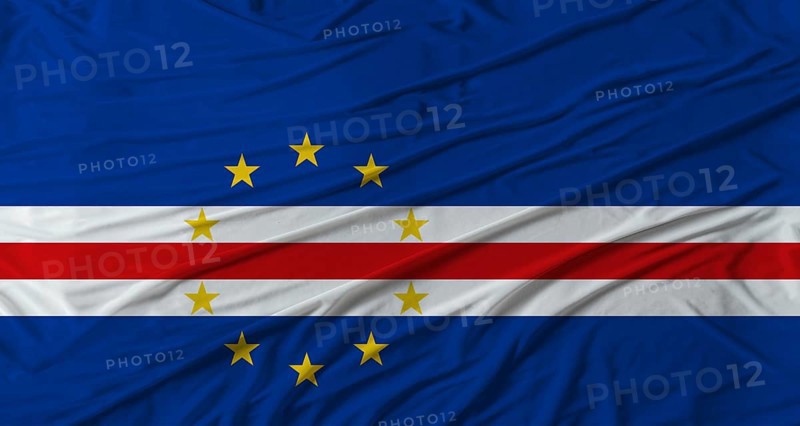 Cape Verdean flag waving. Flag of Cape Verde with cloth texture