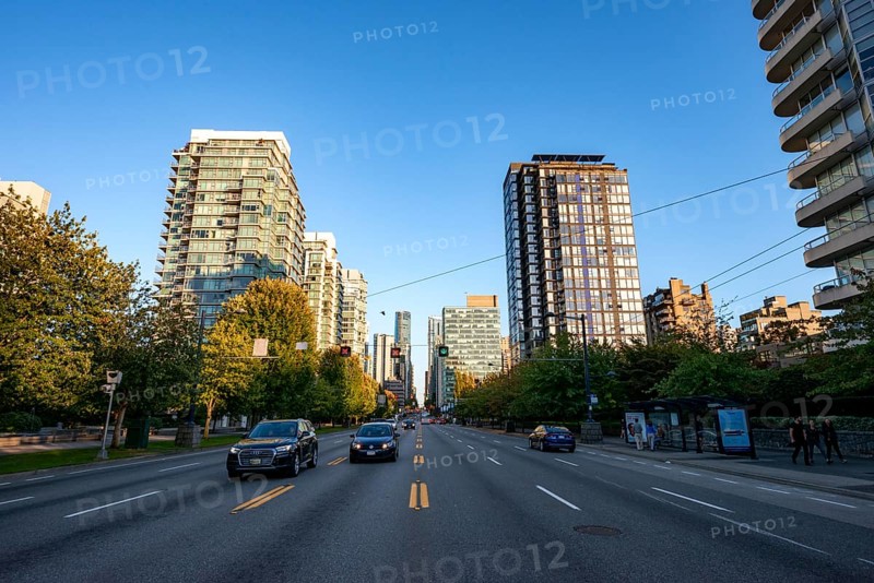 Multi-lane road, City Center, Vancouver, British Columbia, Canada