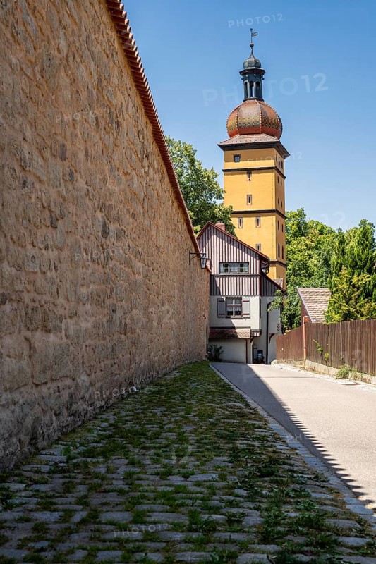 City wall, old historical city of Dinkelsbühl, middle Franconia, Bavaria, Germany