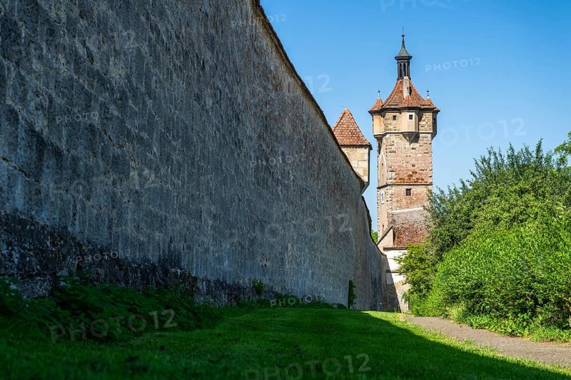 City wall, historical city of Rothenburg ob der Tauber, middle Franconia, Bavaria, Germany