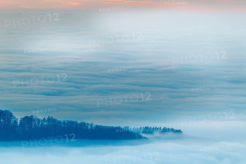 Inversion weather, fog, autumn, Breitenstein, Breitenstein, Ochsenwang, Swabian Jura, Baden-Württemberg, Germany