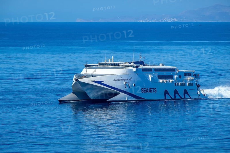 Mykonos, Cyclades, Greece - ferry Seajets, Eurochampion Jet, speedboat, high-speed ferry