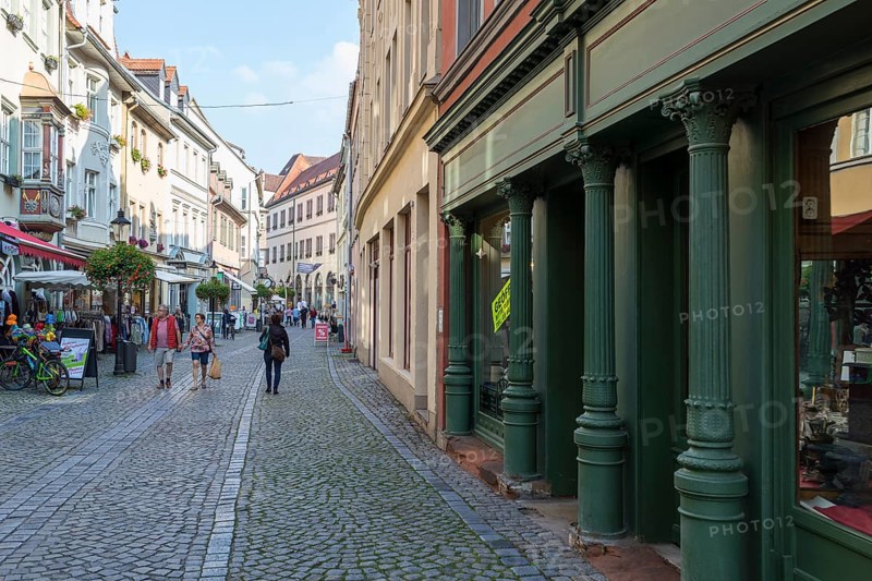 Town houses and shops on Herrenstraße in the old town of Naumburg (Saale), Saxony-Anhalt, Germany