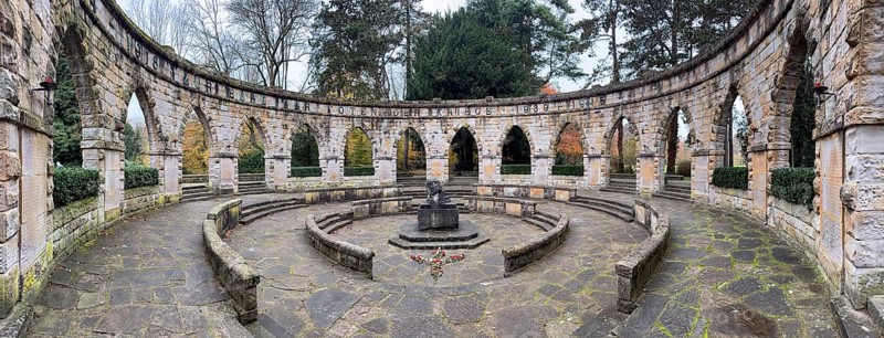 Memorial in memory of for in honor of the dead from the wars In the Wittringer Wald recreation area, Gladbeck, North Rhine-Westphalia, Germany