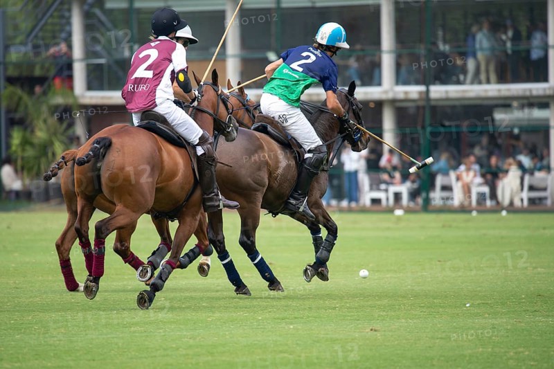 Adolfo Cambiaso known as Poroto from Team Natividad Dolfina hits the ball in the game against Zeta Kazak at the 132nd Argentine Open Polo Championship (Spanish Campeonato Argentino Abierto de Polo), Buenos Aires, Argentina