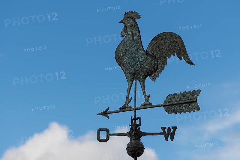 Weather vane against clear blue sky, peaceful atmosphere, Baden-Württemberg, Germany