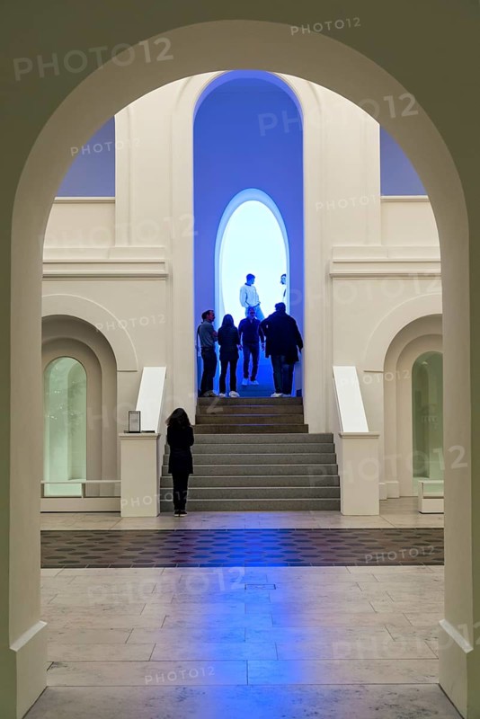 Atrium with light installation by James Turrell, A CHAPEL FOR LUKE and his scribe Lucius the Cyren, Diocesan Museum at Freising Cathedral St. Maria and St. Korbinian, Domberg, Freising, Upper Bavaria, Bavaria, Germany