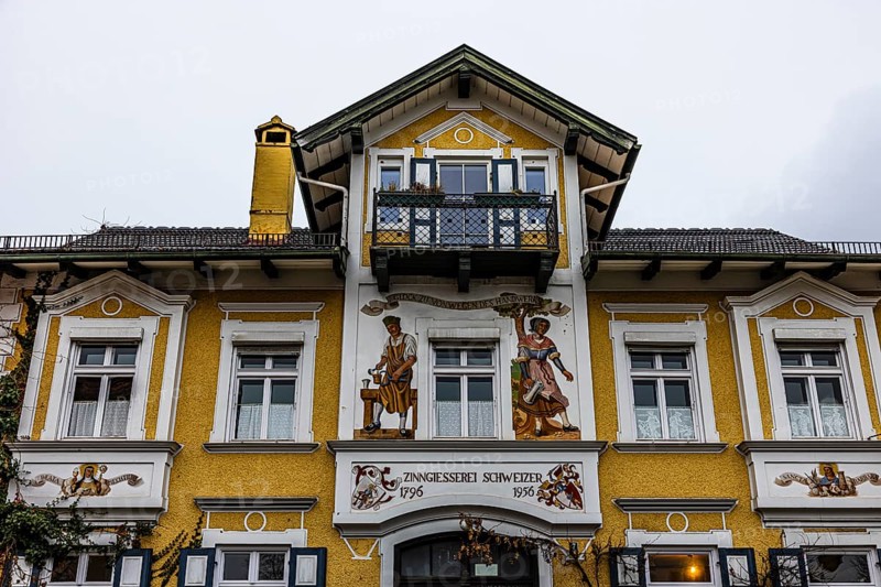 Facade painting on an older residential building, Dießen am Lake Ammer, Upper Bavaria, Bavaria, Germany