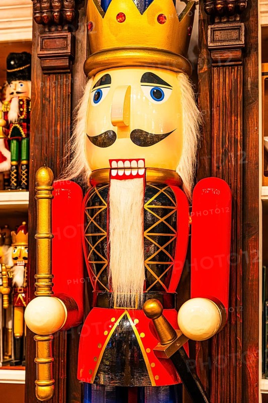 Sales stand with nutcracker figure, Christkindlmarkt, Marienplatz, Munich, Upper Bavaria, Bavaria, Germany