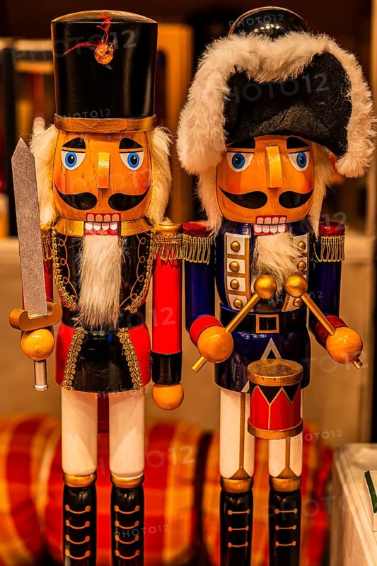 Sales stand with nutcracker figures, Christkindlmarkt, Marienplatz, Munich, Upper Bavaria, Bavaria, Germany