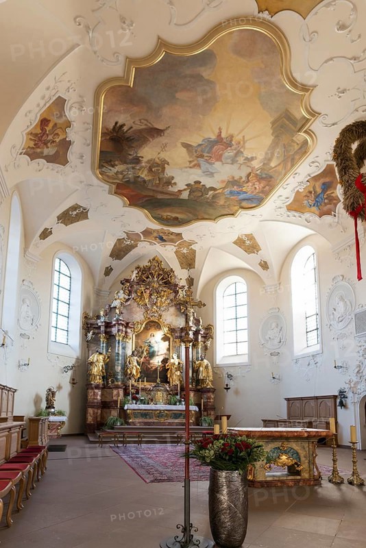 Interior view, monastery church, St. Märgen, Southern Black Forest, Black Forest, Baden-Württemberg, Germany