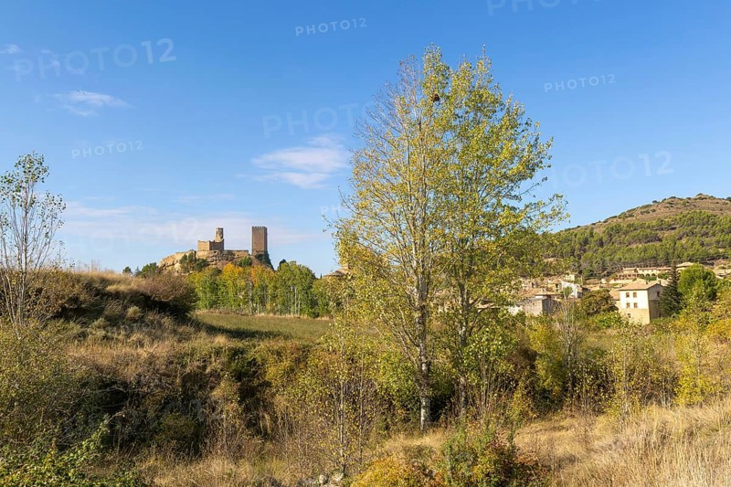 Castle of medieval village of Uncastillo, Cinco Villas, Zaragoza province, Aragon, Spain