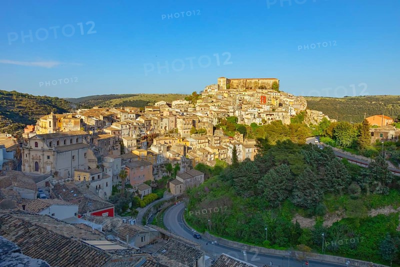 Elevated view of Ragusa Ibla historic town, Ragusa Ibla, Ragusa province, Sicily, Italy