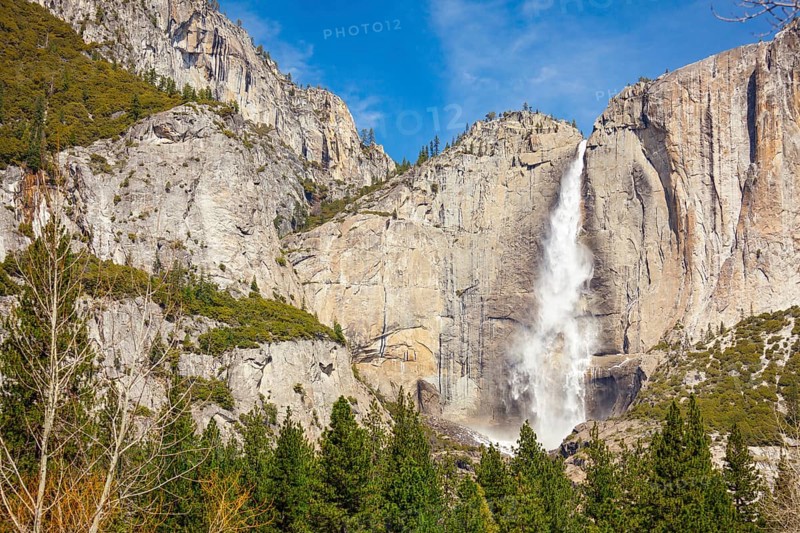 Upper falls at yosemite on a spring day