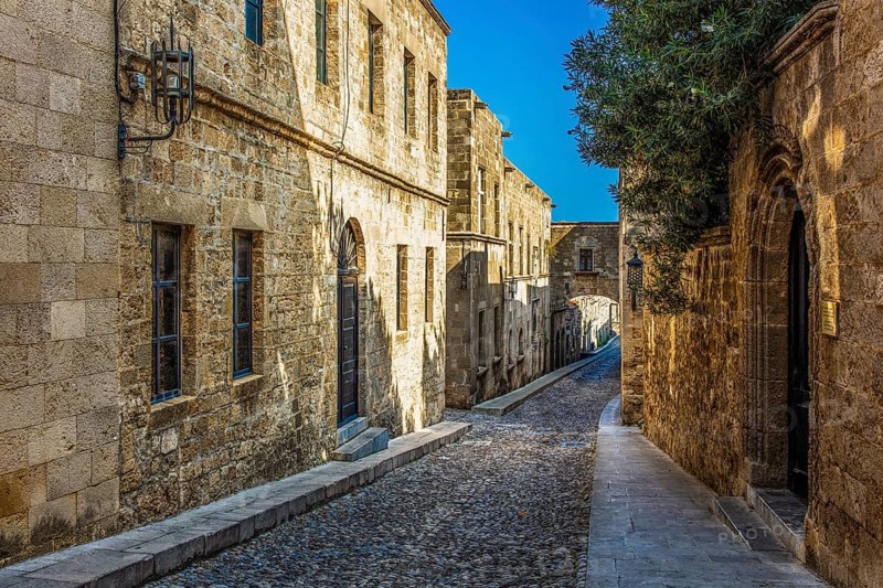 Knight's Street in Old Town from the time of the Order of St. John, the only preserved street from the 16th century in late Gothic style, Oddos Ippoton, Rhodes Town