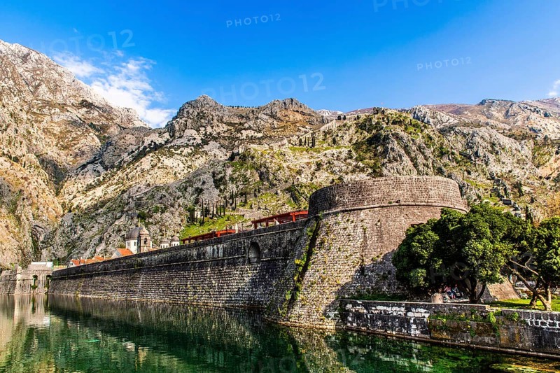 Fortress wall to the North Gate, medieval town of Kotor with winding alleys, rich in historical sights, Montenegro, Kotor, Montenegro