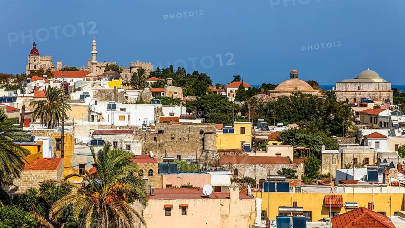 View over the alleys of the old town, Rhodes Town
