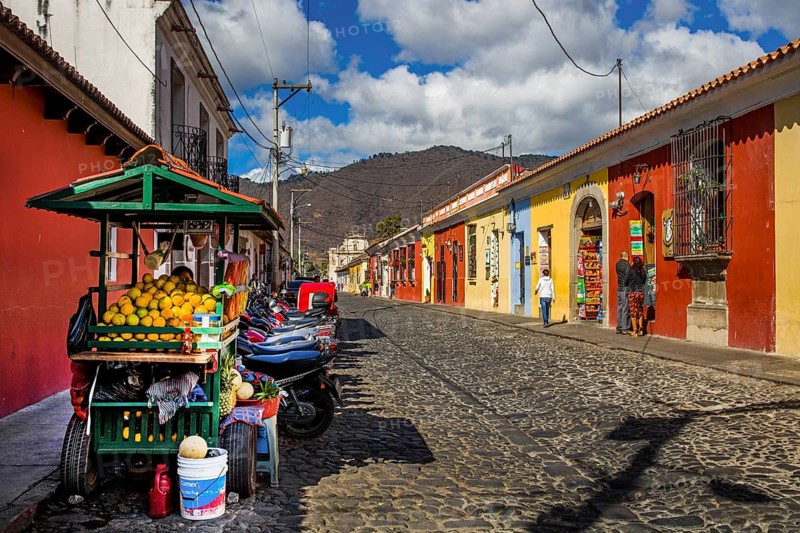Colonial town with colorful houses, Antigua