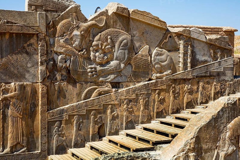 Relief Lion Fighting Bull, Staircase of Darius Plastes, Persepolis