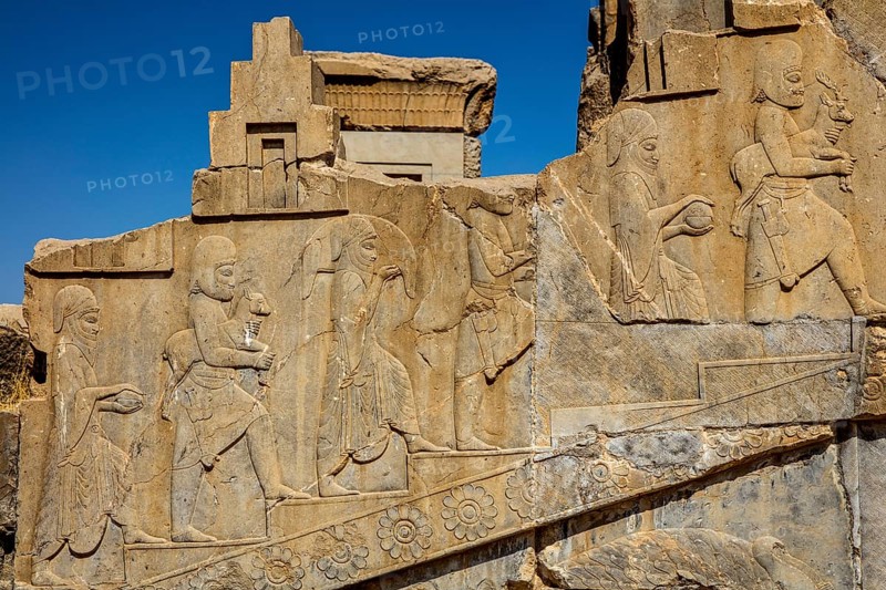 Relief detail, gifts brought to Darius the Great, staircase of the Darius Palace, Persepolis, Persepolis, Iran