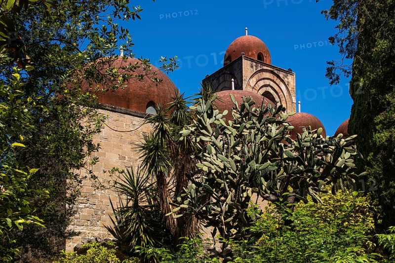 Chiesa San Giovanni degli Eremiti, with Arabo-Norman architecture, Palermo, Sicily, Italy