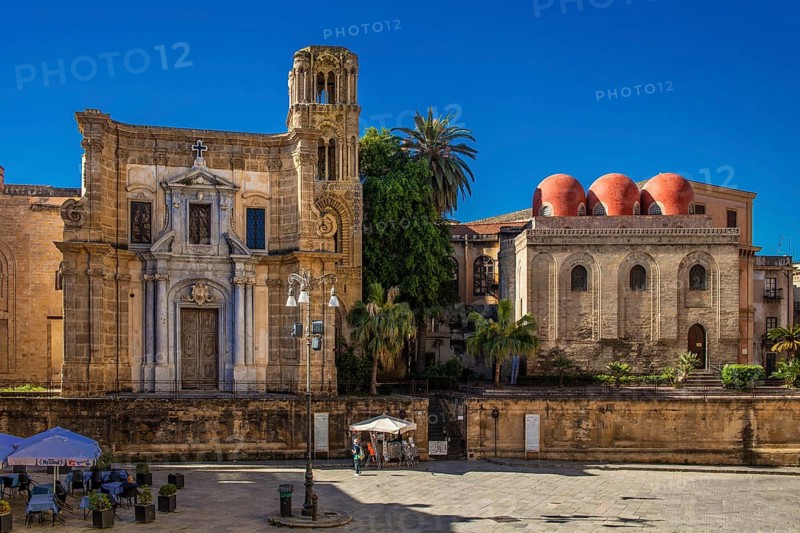 La Martorana next to San Catoldo with Arabic-Byzantine elements, Palermo, Sicily