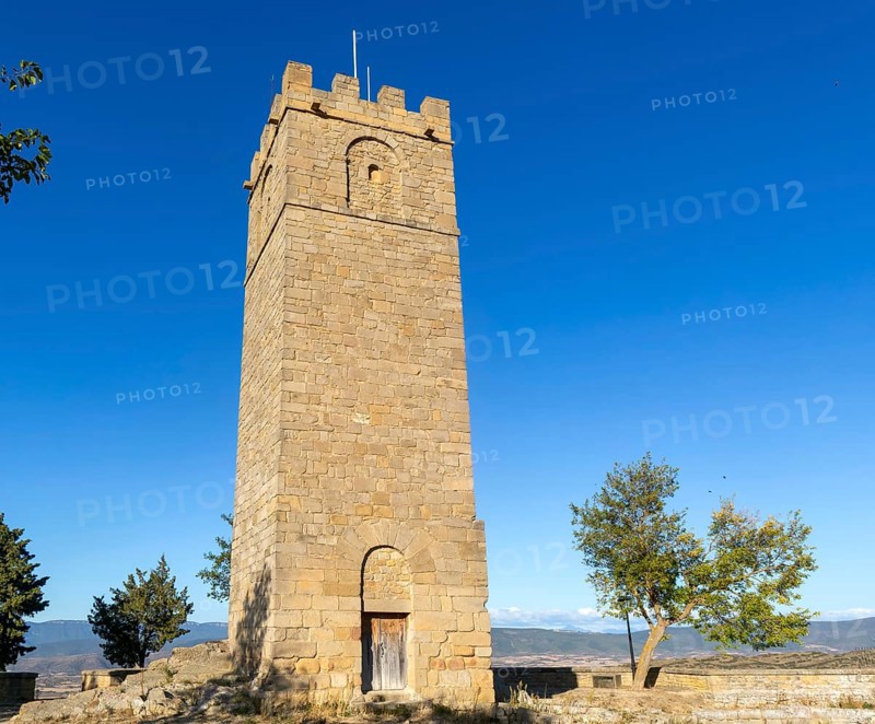 Torre del Homenaje del Castillo tower, Castle of Peña Felizana, Sos del Rey Católico, Zaragoza province, Aragon, Spain