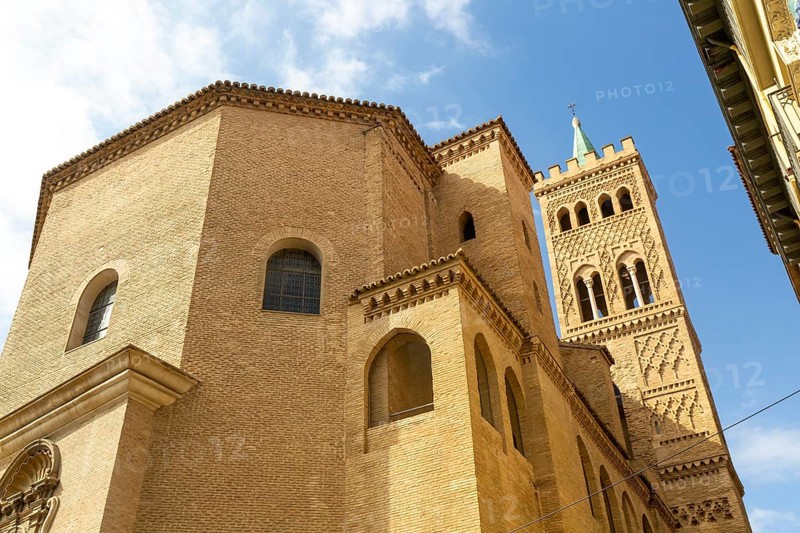Mudejar architecture of Savior of Zaragoza, cathedral church building, also known as La Seo, Zaragoza, Aragon, Spain