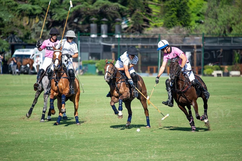 Scene at the 132nd Argentinean Open Polo Championship (Spanish Campeonato Argentino Abierto de Polo), player Lucas Criado from team La Dolfina II and Cruz Heguy from team Ellerstina Indios Chapaleufú Vista fight for the ball, Buenos Aires, Argentina