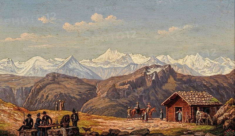 View from Gamskogel of Bad Gastein, Bad Hofgastein, Salzburger Land, Austria, based on a painting by Hubert Sattler (1817-1904), reproduction from a 19th-century model. Authentic, file restored for optimal use, exact date of original unknown