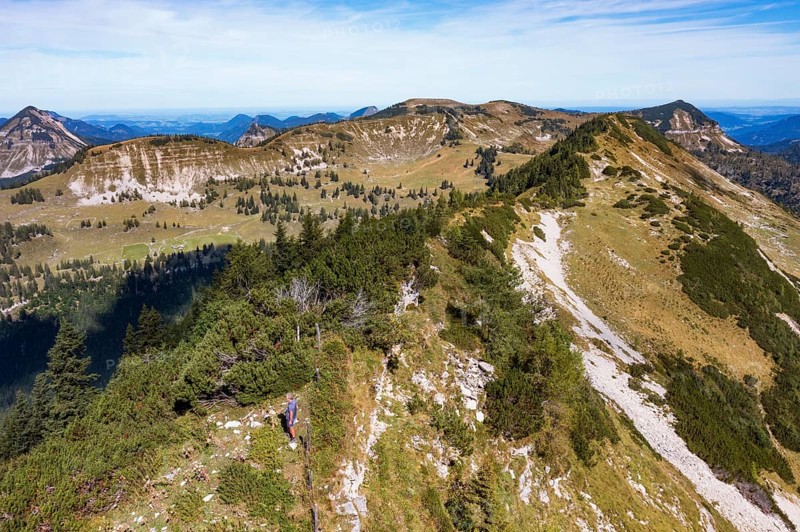 Drone shot, At the summit of Egelseehörndl, Postalm, Osterhorn Group, Salzkammergut, Province of Salzburg, Austria