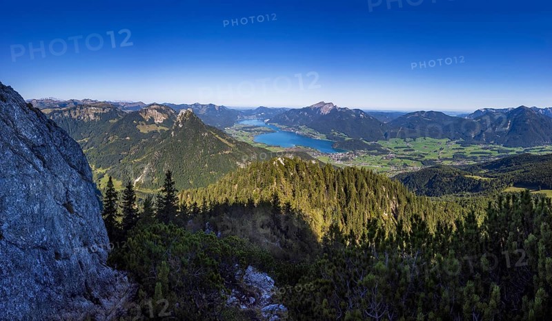View from Rettenkogel to Wolfgangsee, Postalm, Osterhorn Group, Salzkammergut, Province of Salzburg, Austria