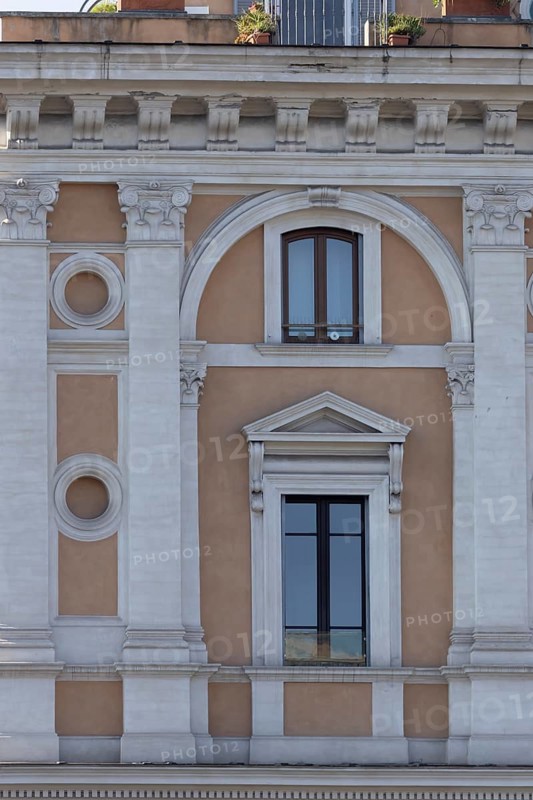 Windows of a building in the city of Rome, Italy