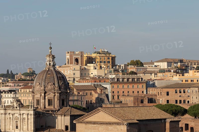 View across buildings in the city of Rome, Italy