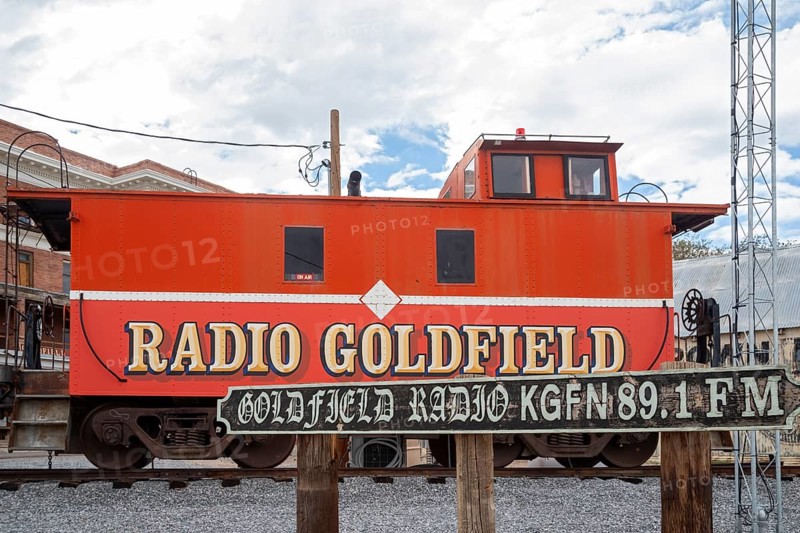 Goldfield, Nevada - The radio studio of Radio Goldfield, KGFN, is housed in an old caboose