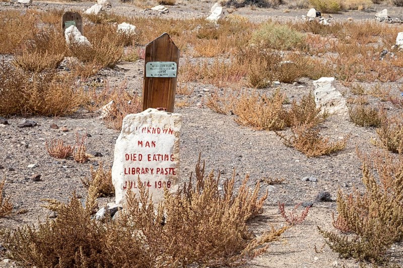 Goldfield, Nevada - Goldfield Historic Cemetery. One grave holds an unknown man who died from eating library paste
