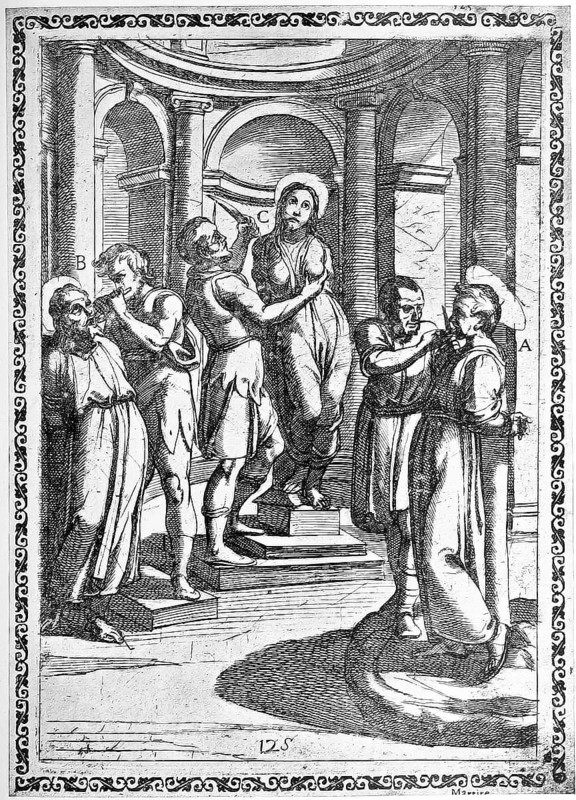 Torture, Torture, Inquisition, a. convict whose tongue was cut out, b. Who had their teeth torn out, c. Who had their breasts amputated., illustration, reproduction from a 16th century model, middle age, authentic, file restored for optimal use, exact date of submission unknown